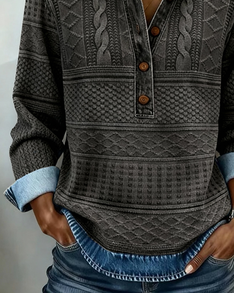 SOFIA – Gebreide Sweatshirt met Denim Details