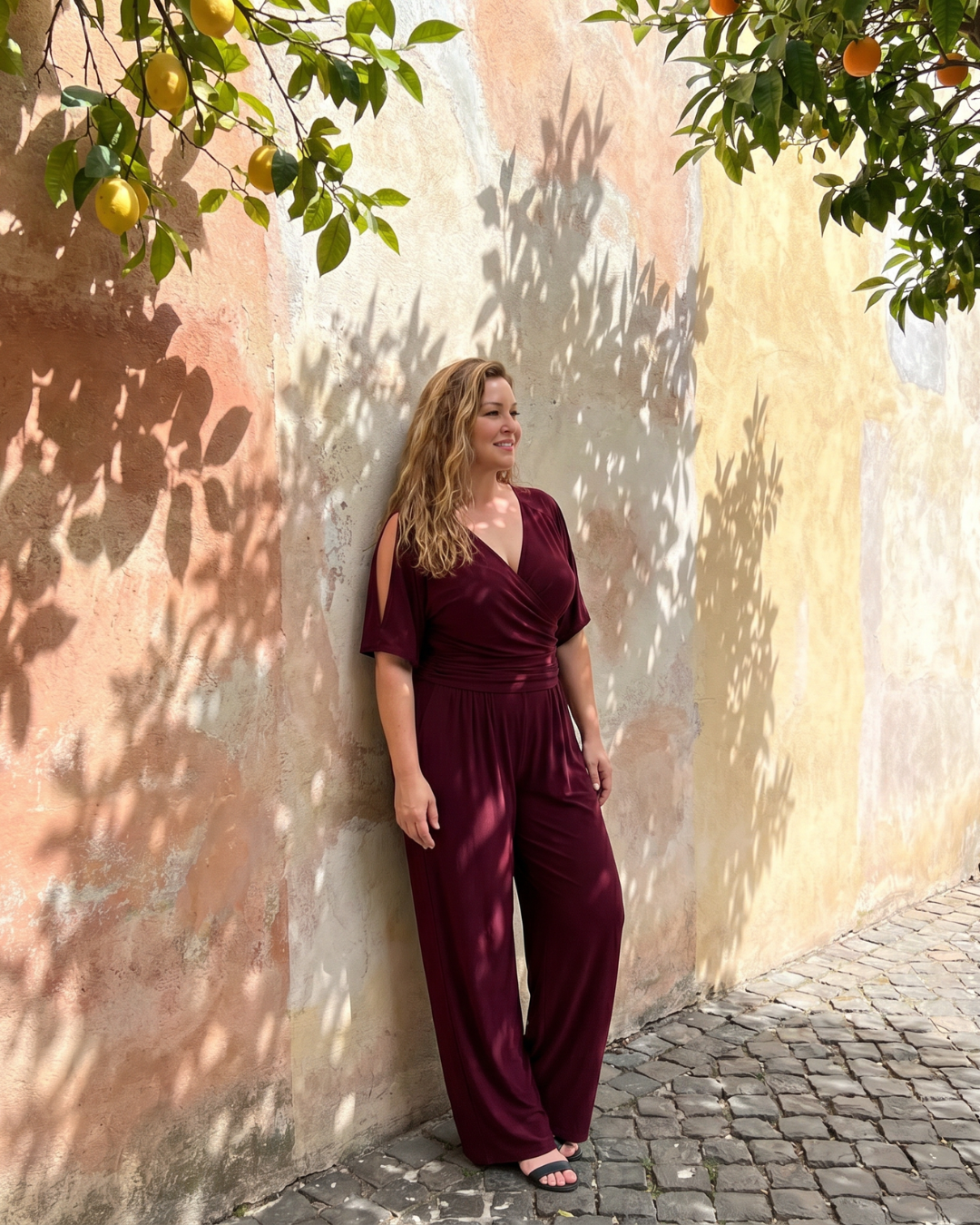 Nyxara | Cold-shoulder jumpsuit met wikkeltaille