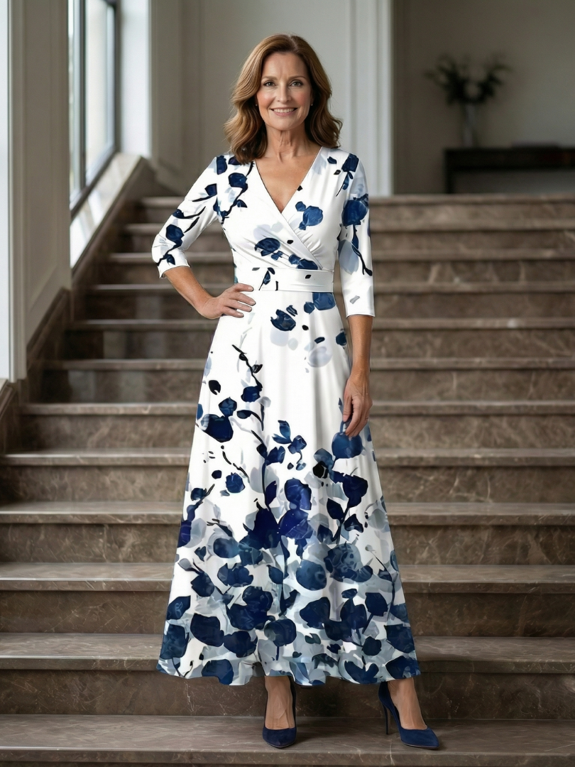 Celine | Midi-jurk met gekruiste wikkelhals
