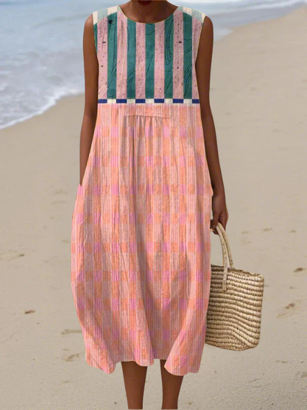 Lily™ || Gestreepte pastelkleurige midi-jurk
