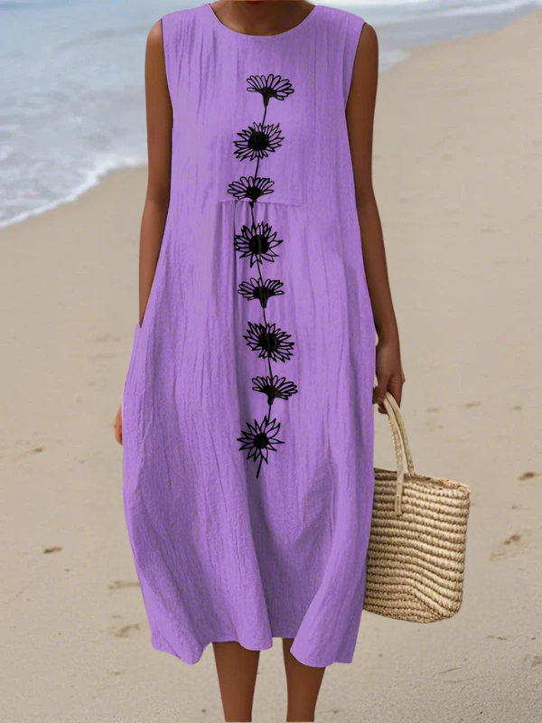 Emma™ || Violet Bloom midi-jurk