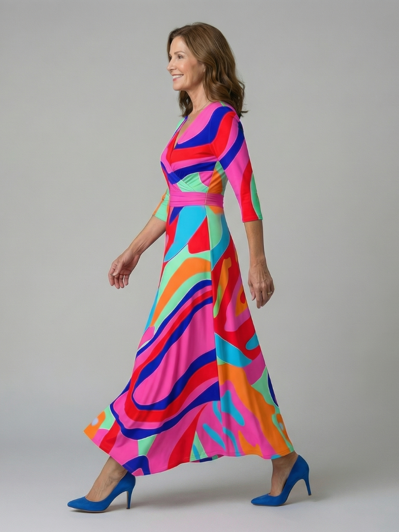 Celine | Midi-jurk met gekruiste wikkelhals