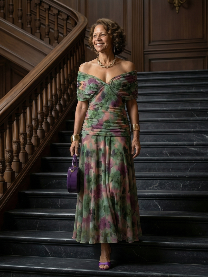 Calen | Off-shoulder midi-jurk