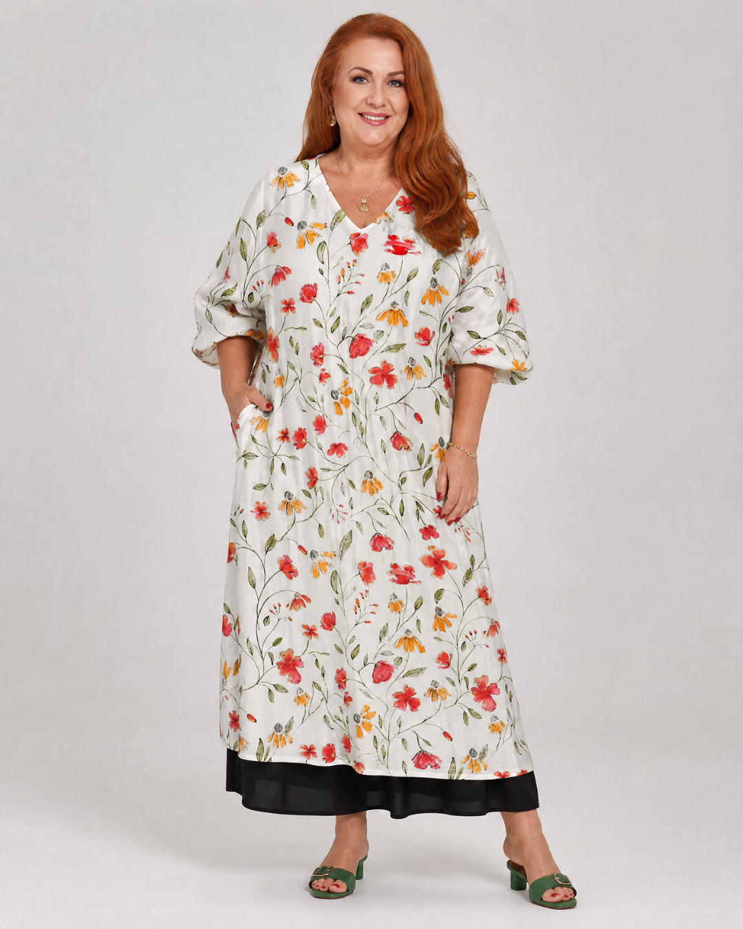 Colesum | Swingende midi-jurk met bloemenprint