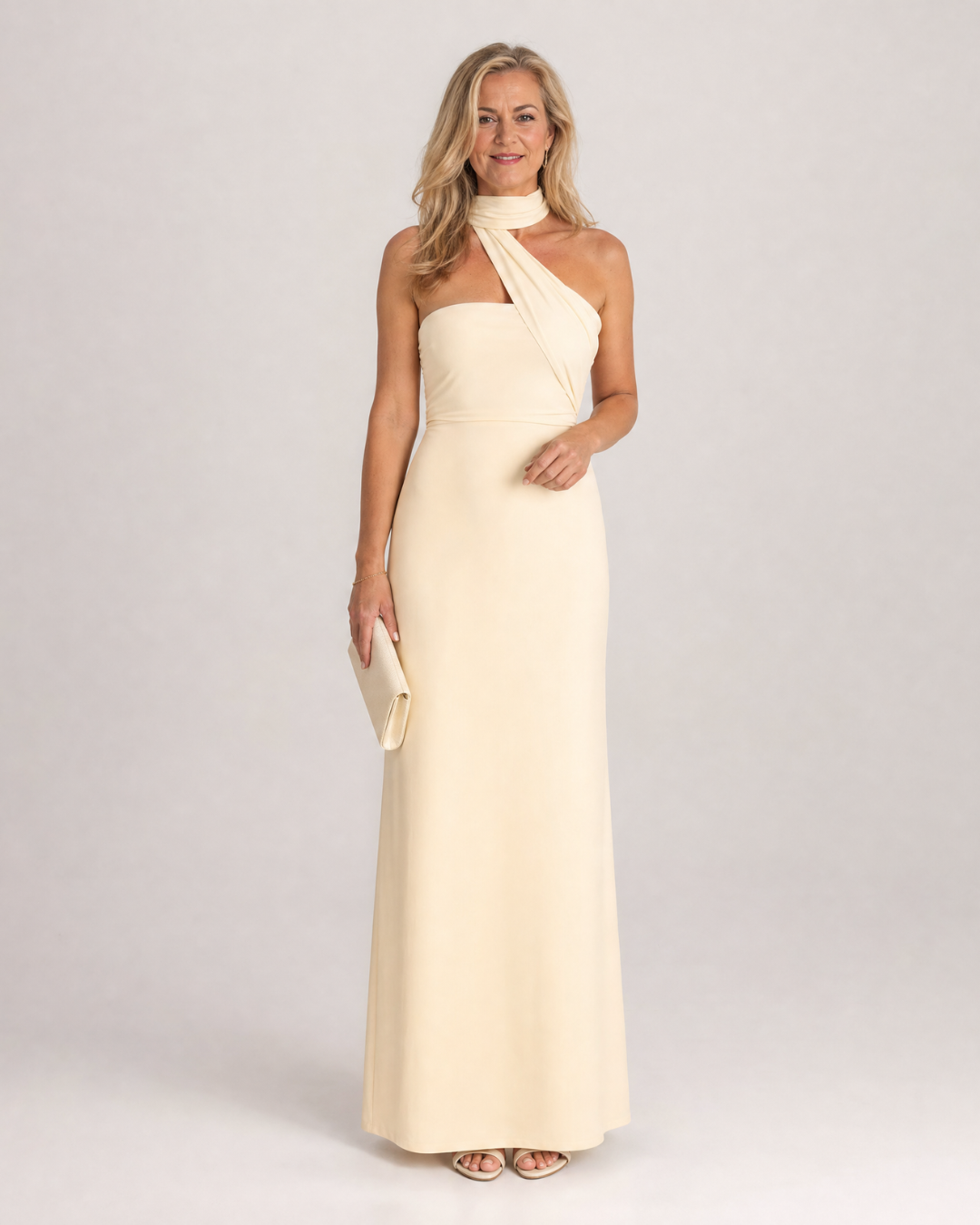 Fijem | One-shoulder halter maxi-jurk met bloemenprint