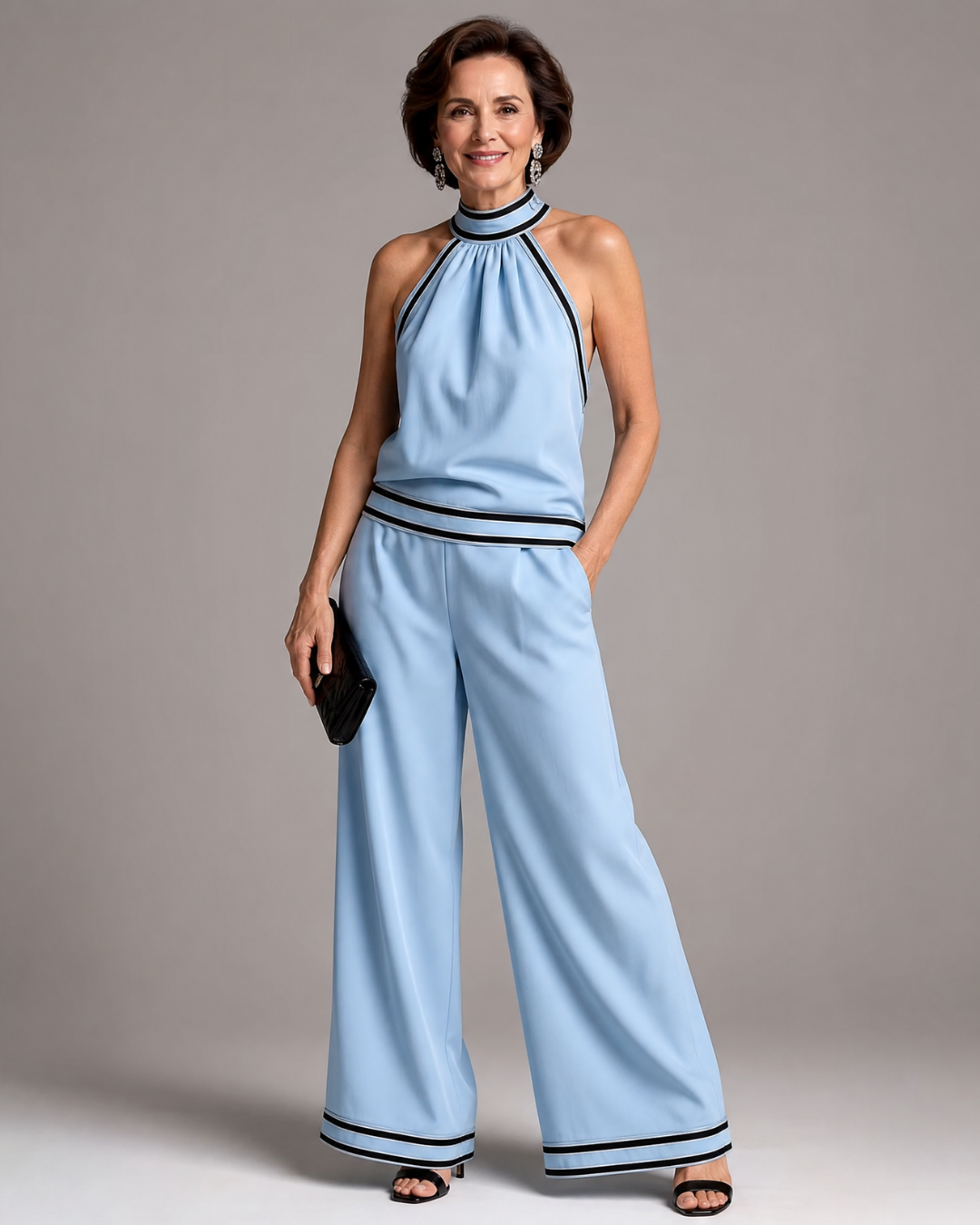 Zephyrine | Halter jumpsuit met wijde pijpen