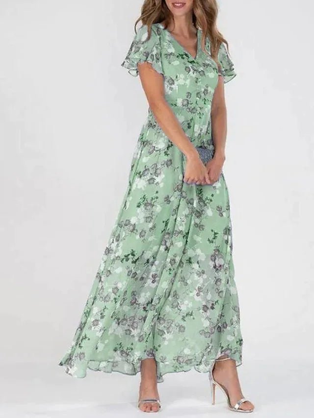 Floating Wrap | Maxi-overslagjurk met bloemenprint