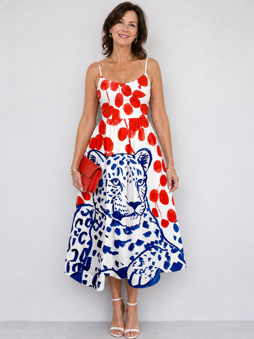 Zarelia | Midi-jurk met luipaardprint