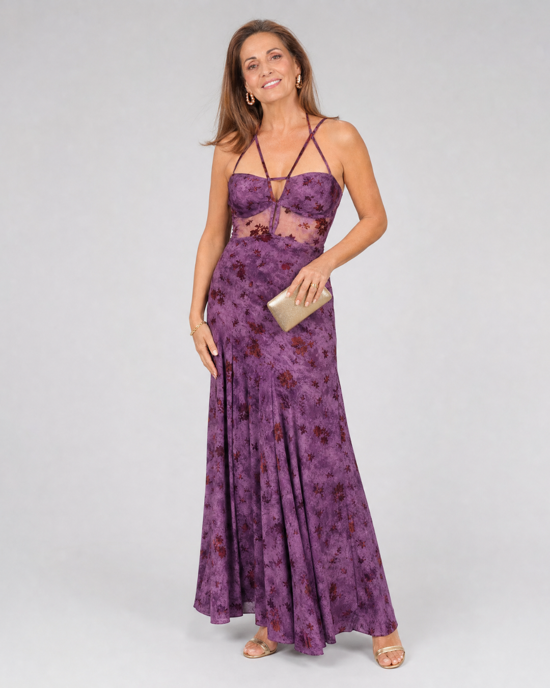 Seque | Mouwloze midi-jurk met bandjes en bloemenprint