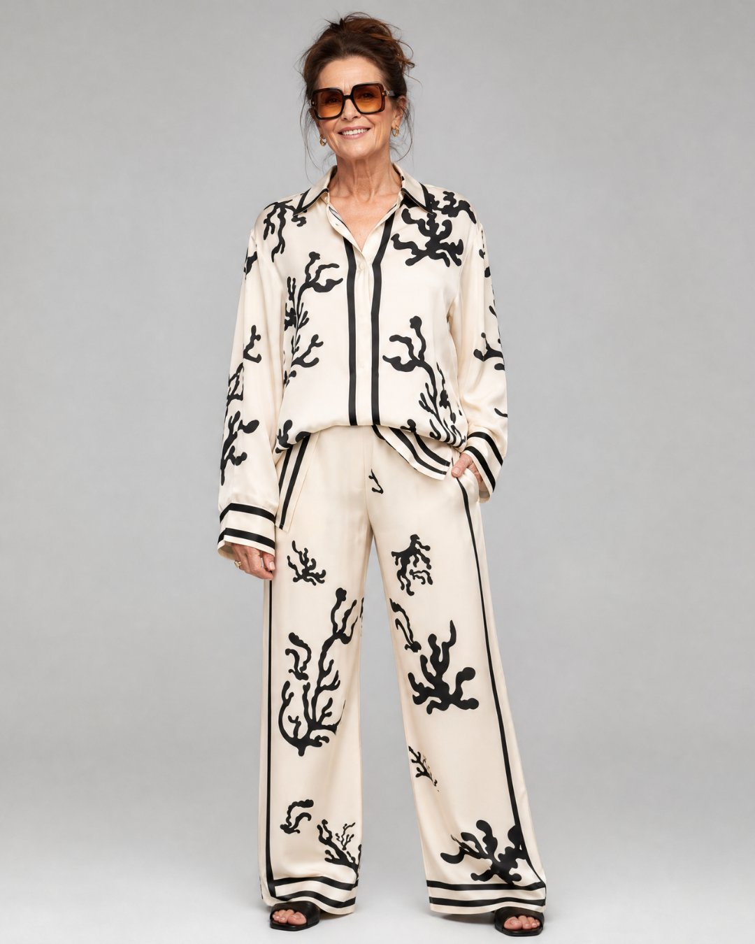 Omeni | 2-delige Set met Blouse en Wijde Broek