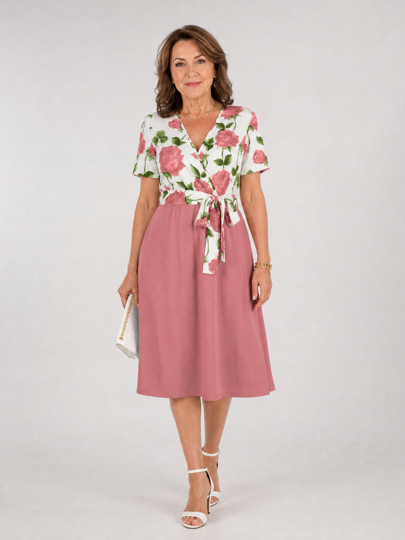Admen | Midi-jurk met bloemenprint en strikceintuur