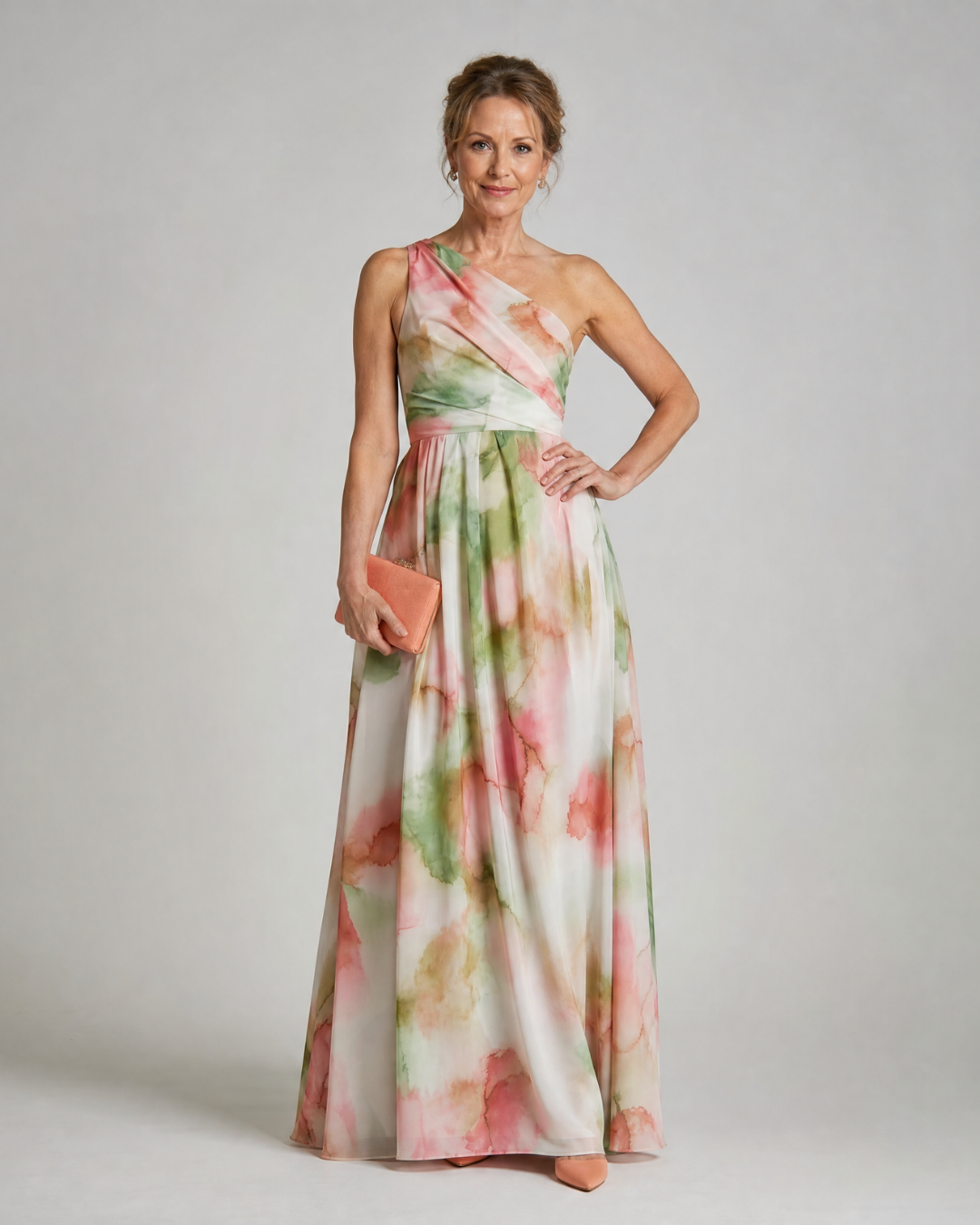 Olene | One-shoulder vloeiende maxi-jurk
