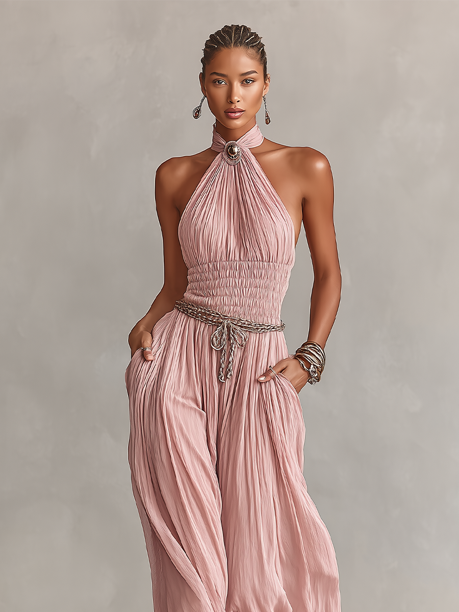 Margaux | Jumpsuit met halternek en gerimpelde taille