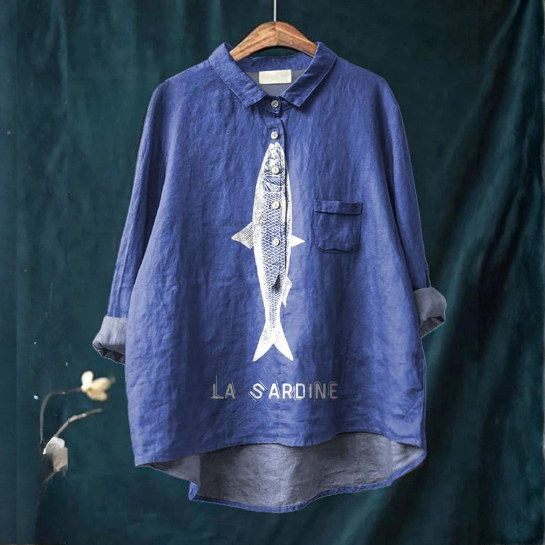 Federica – Linnen blouse met print