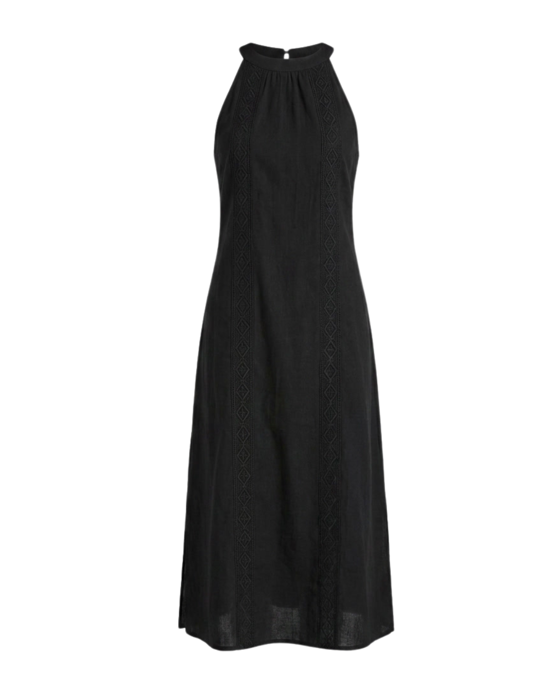 Midi-jurk met halternek en kantdetail