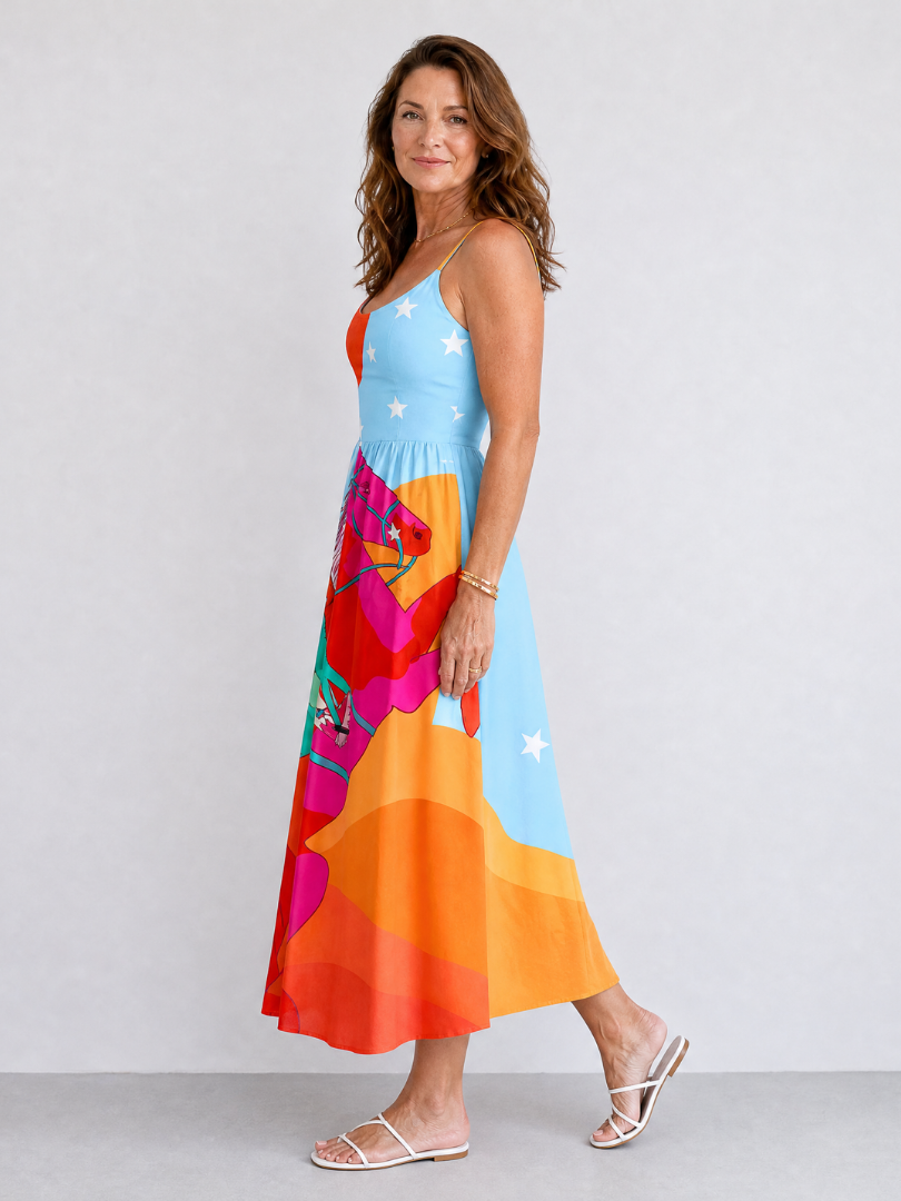 Azelora | Midi-jurk met westernprint