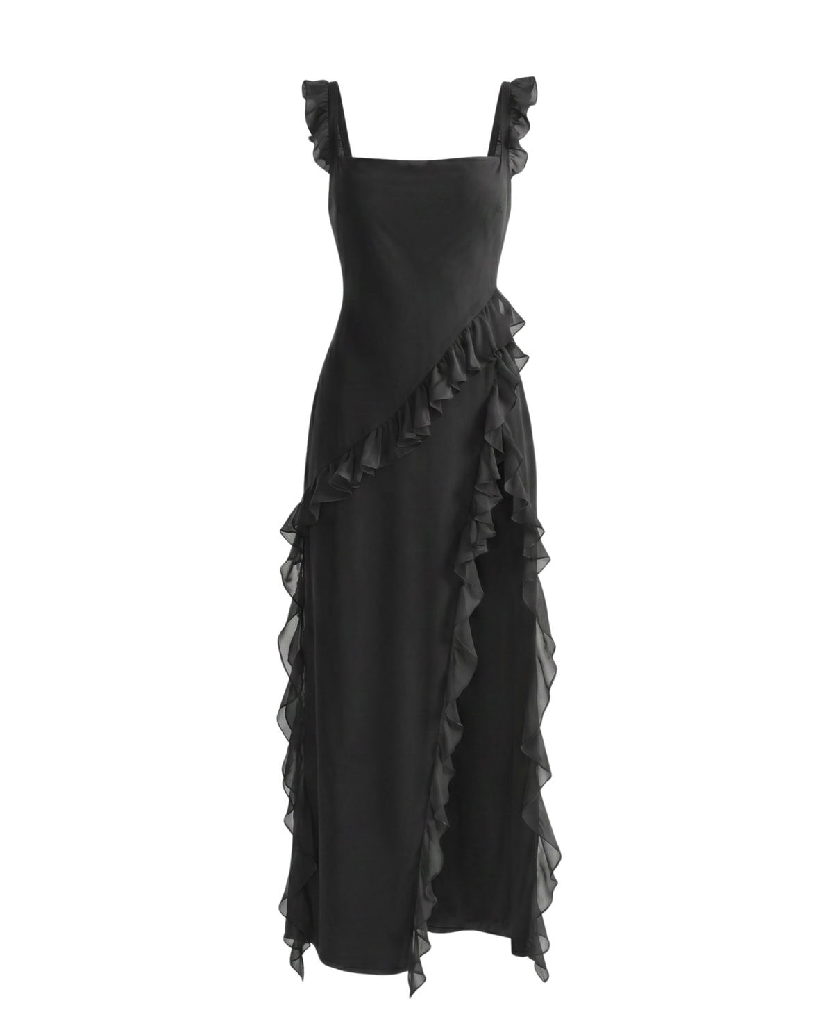 Maxi-jurk met ruches en split