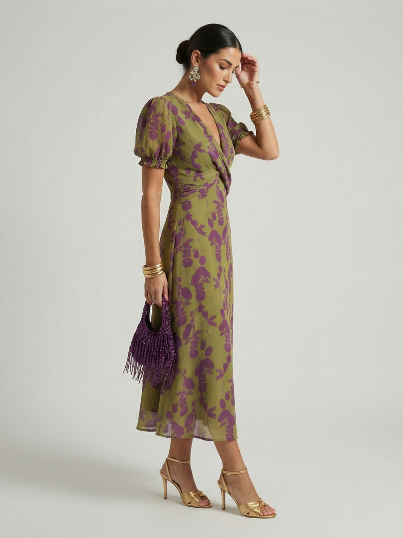 Virel | Relaxte midi-jurk met bloemenprint