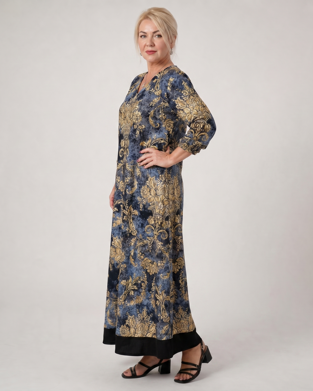 Sorrelia | Soepele midi-jurk met sierlijke bloemenprint