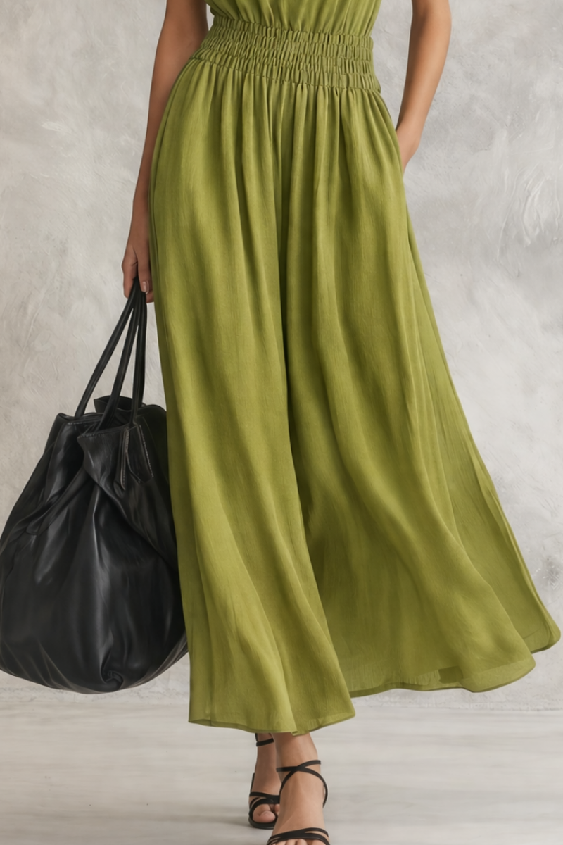 Ontspannen Smocked Taille Maxi Jurk