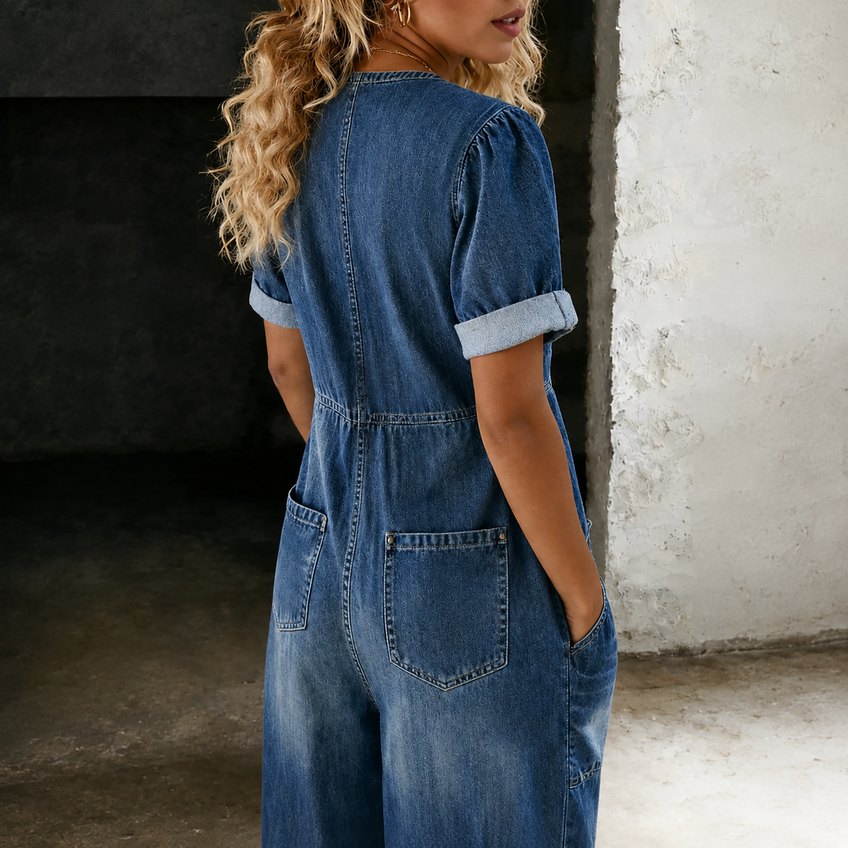 Maya | Denim Overall met Brede Pijpen