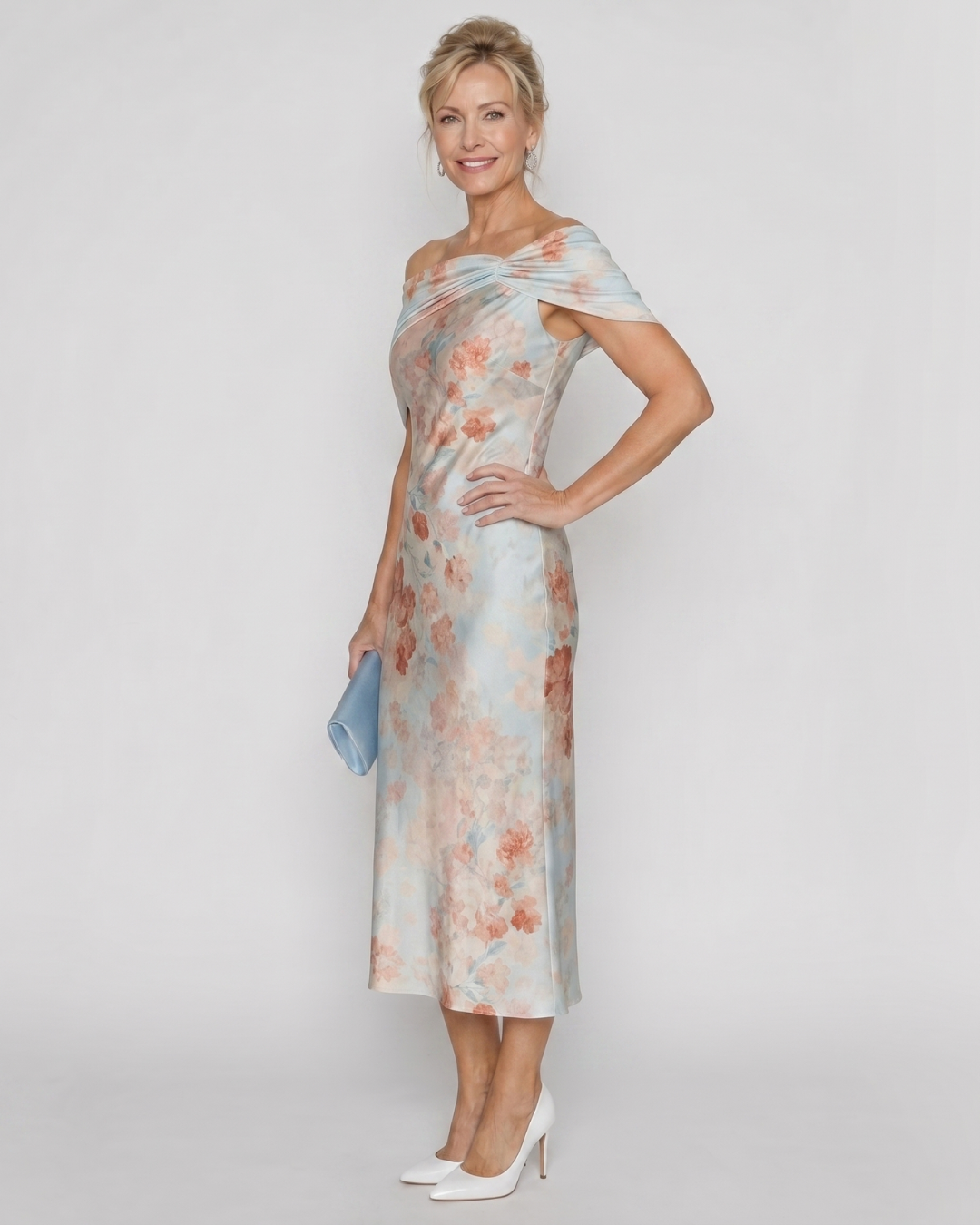 Imore | Off-shoulder midi-jurk met bloemenprint