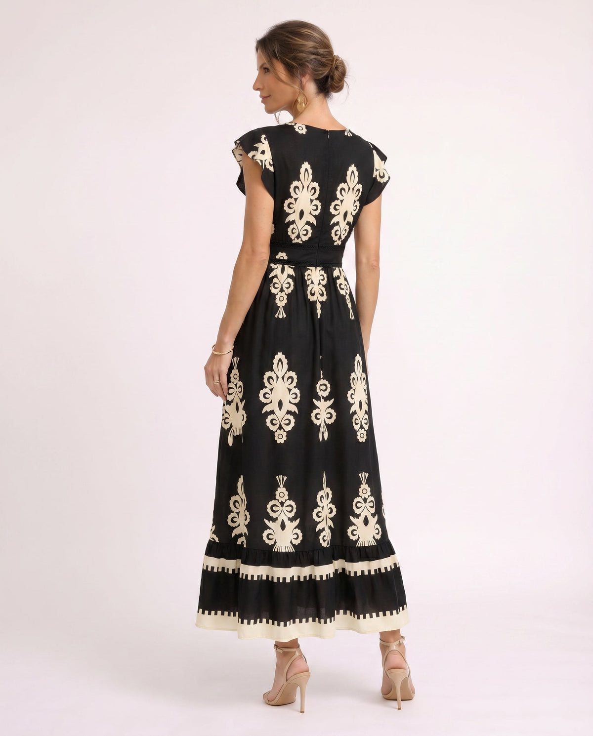 Maxi-jurk met bloemenprint en V-hals
