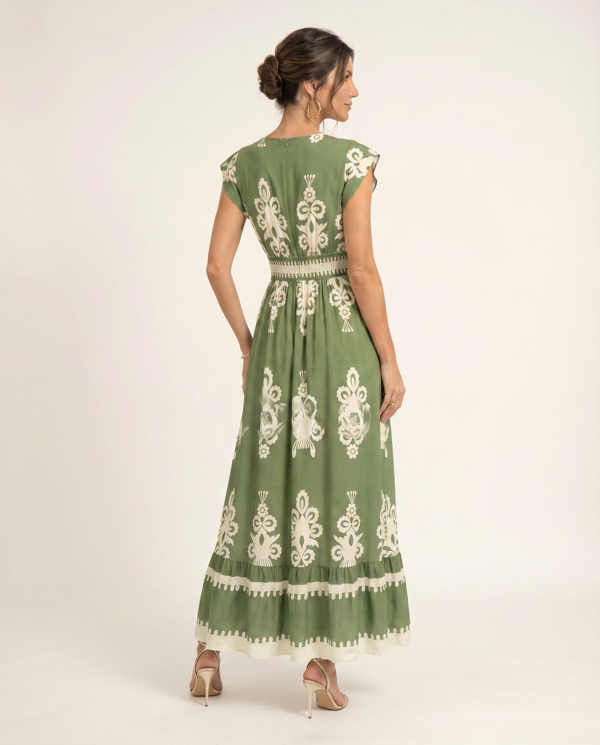 Maxi-jurk met bloemenprint en V-hals