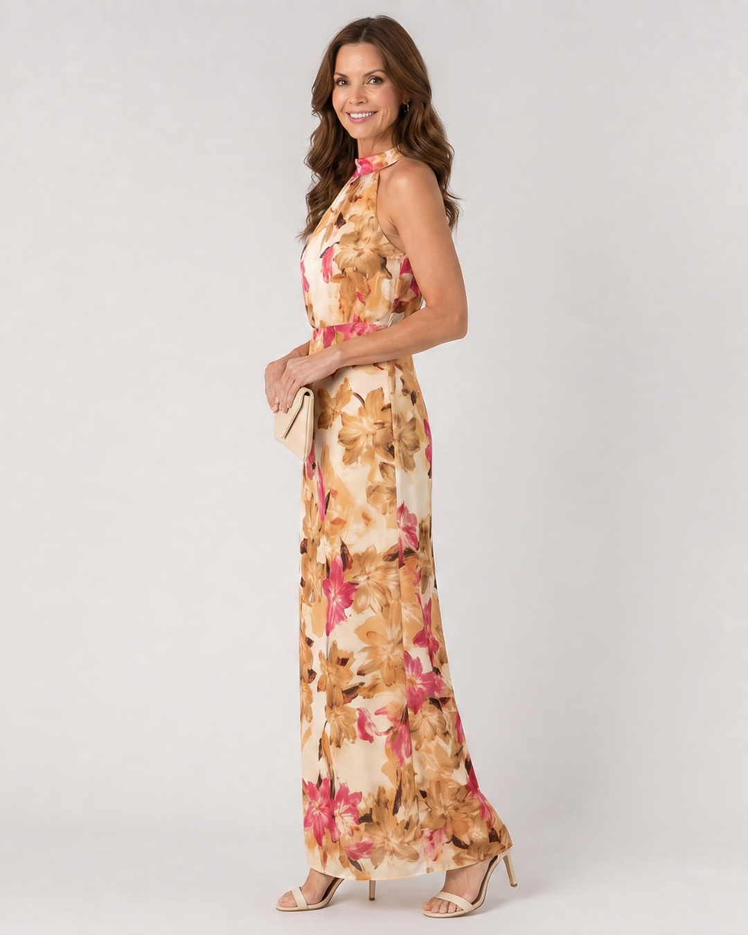 Cekel | Halter midi-jurk met botanische print