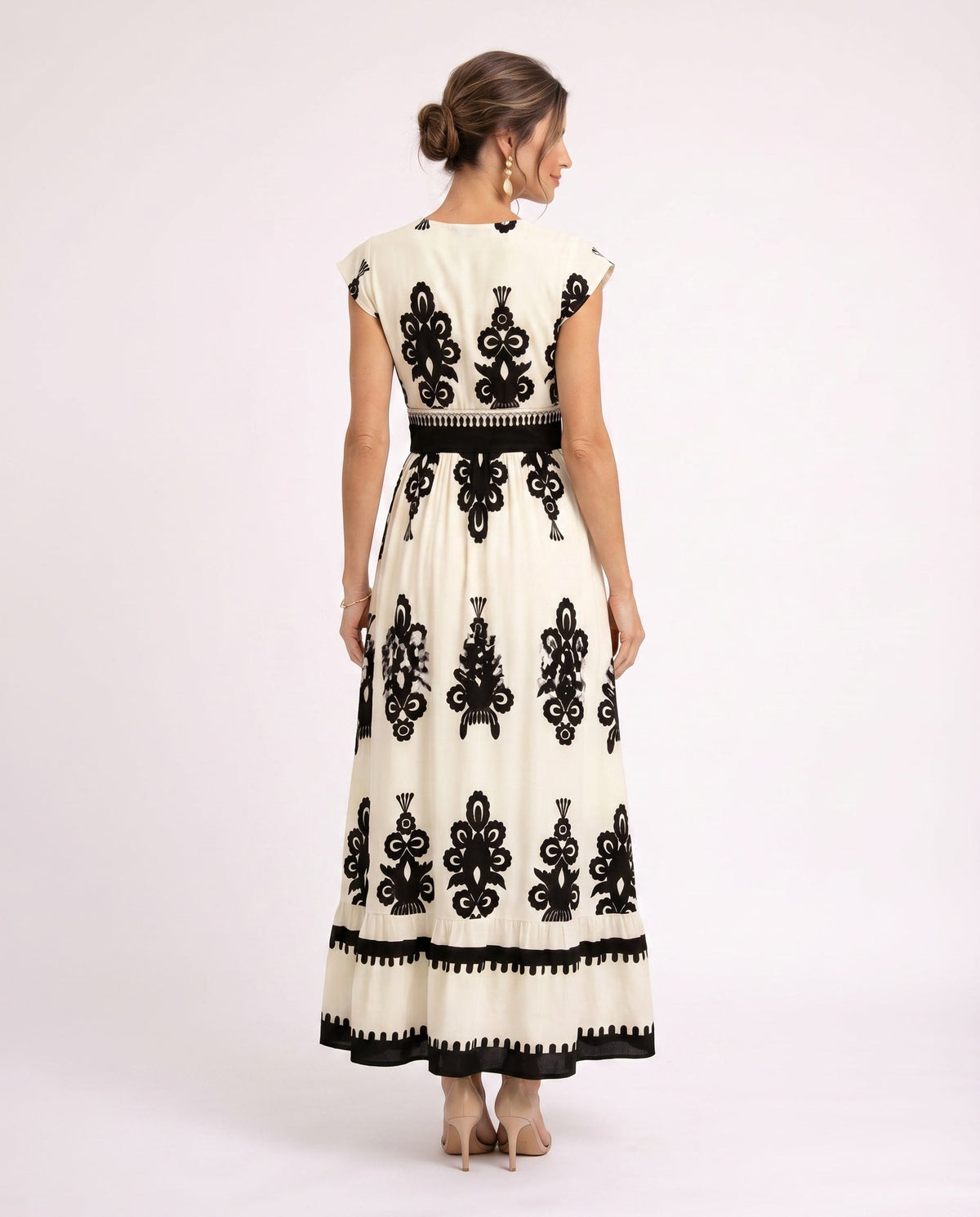 Maxi-jurk met bloemenprint en V-hals