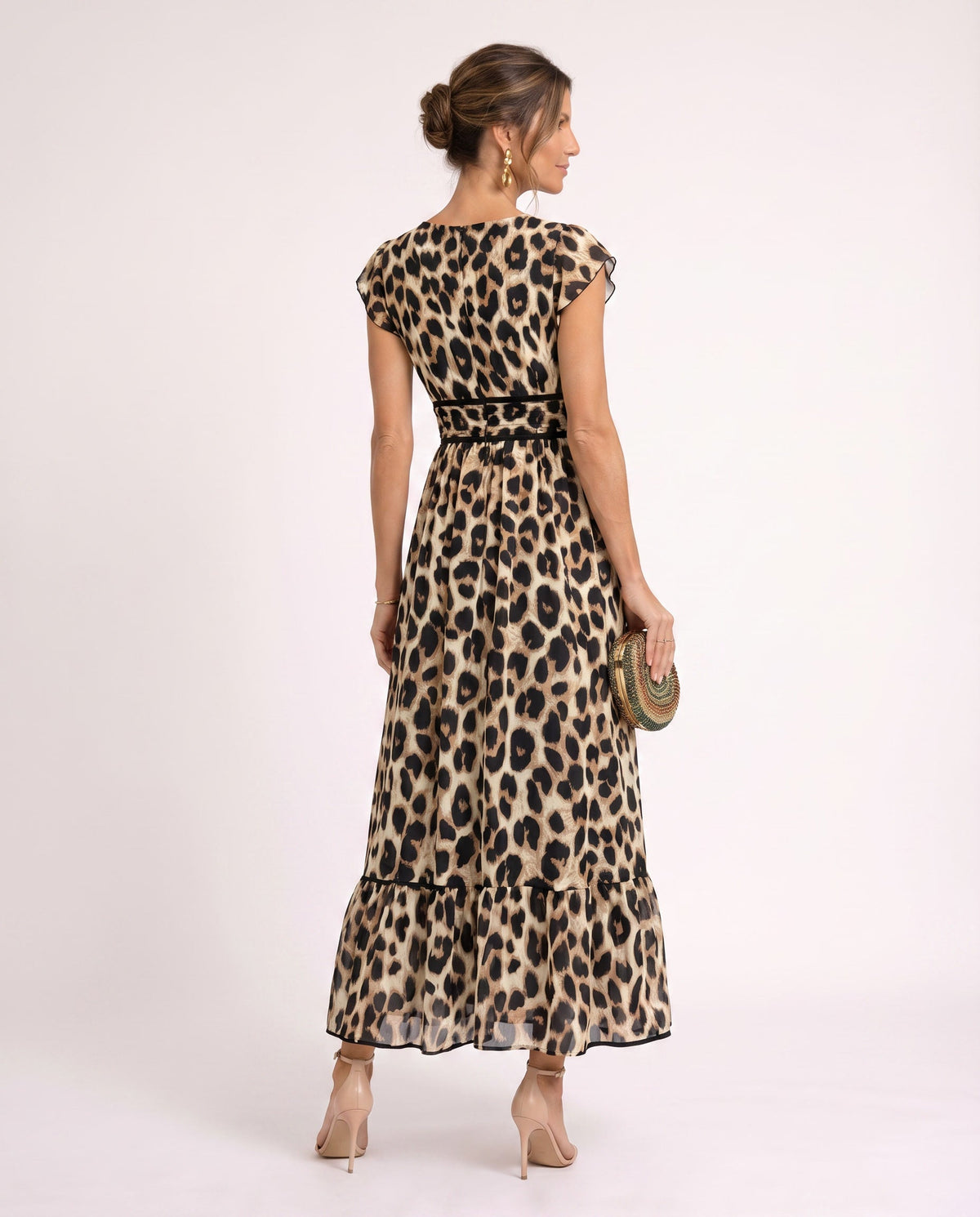 Maxi-jurk met bloemenprint en V-hals