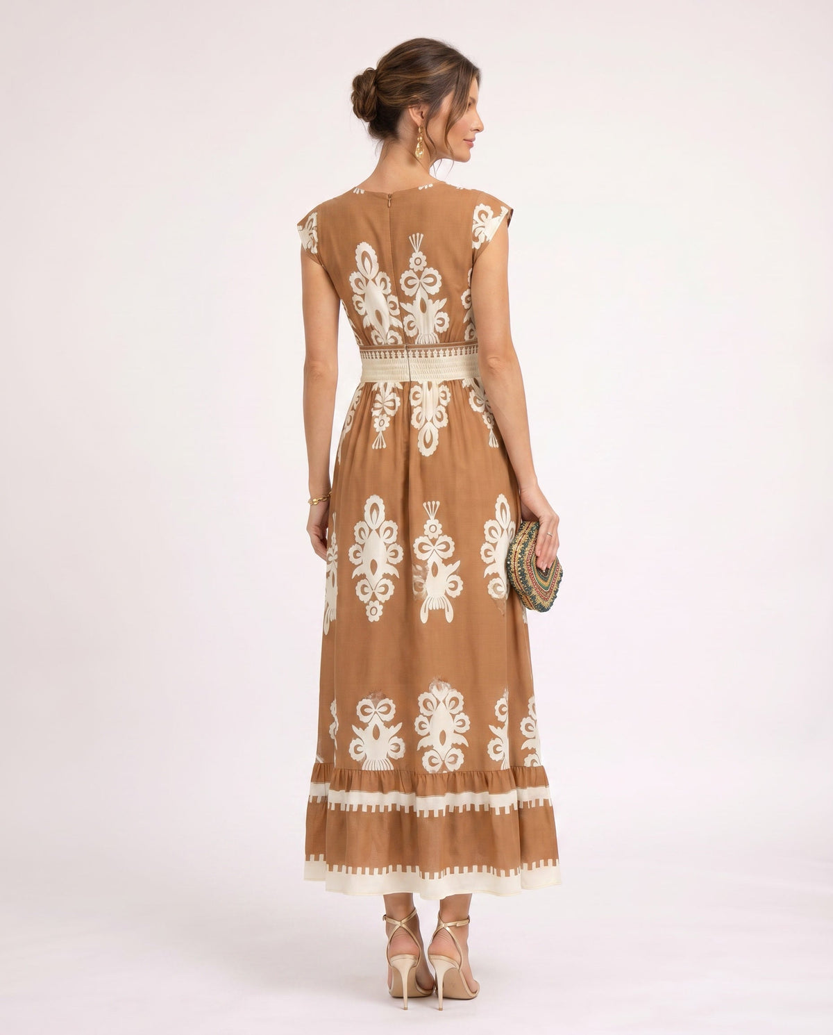 Maxi-jurk met bloemenprint en V-hals