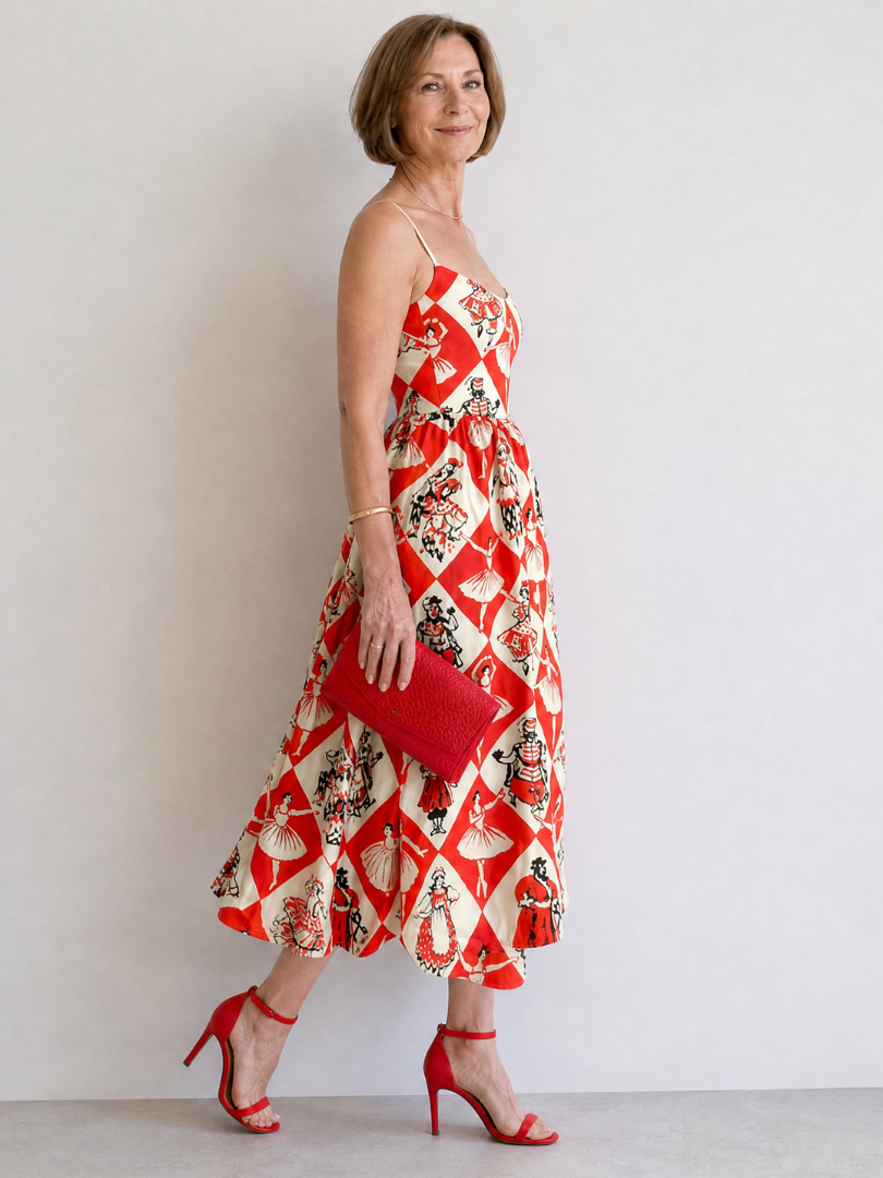 Virelina | Mouwloze midi-jurk met ruitprint