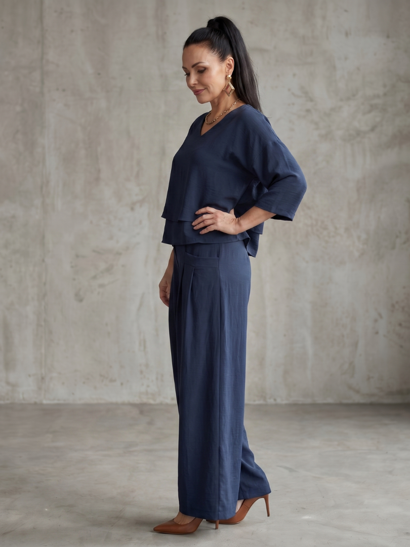 River | Gelaagde top met wijde broek