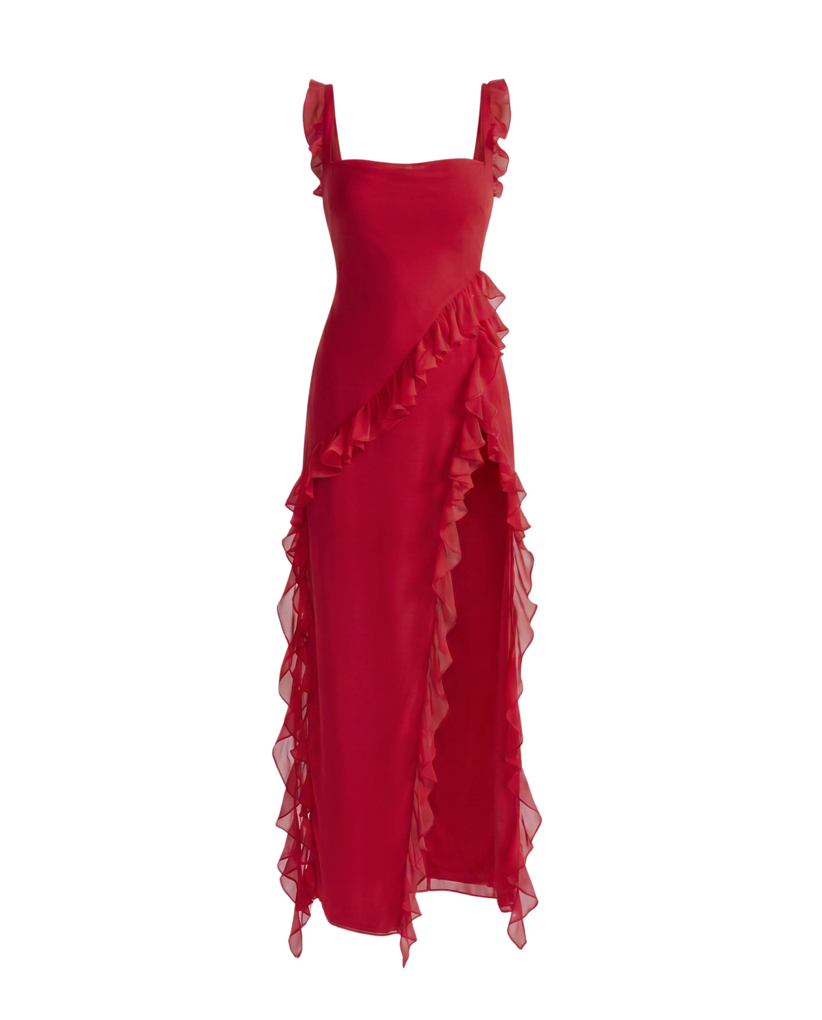 Maxi-jurk met ruches en split