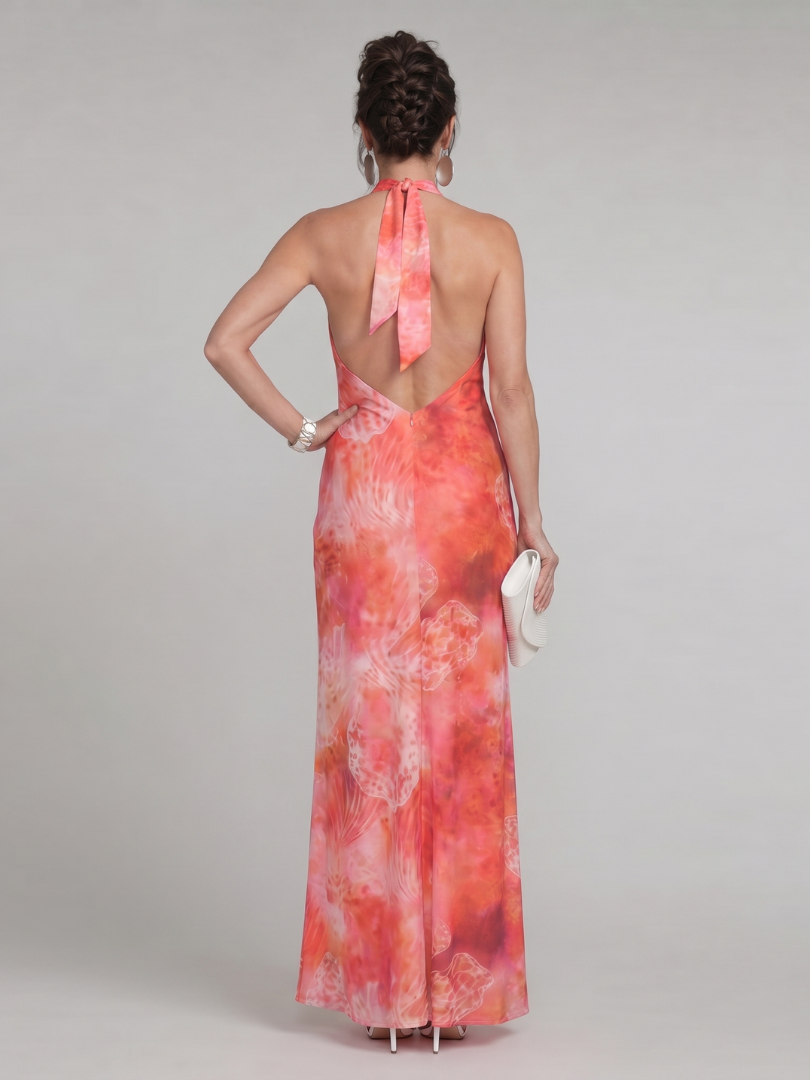 Coraline | Maxi-jurk met halternek en print