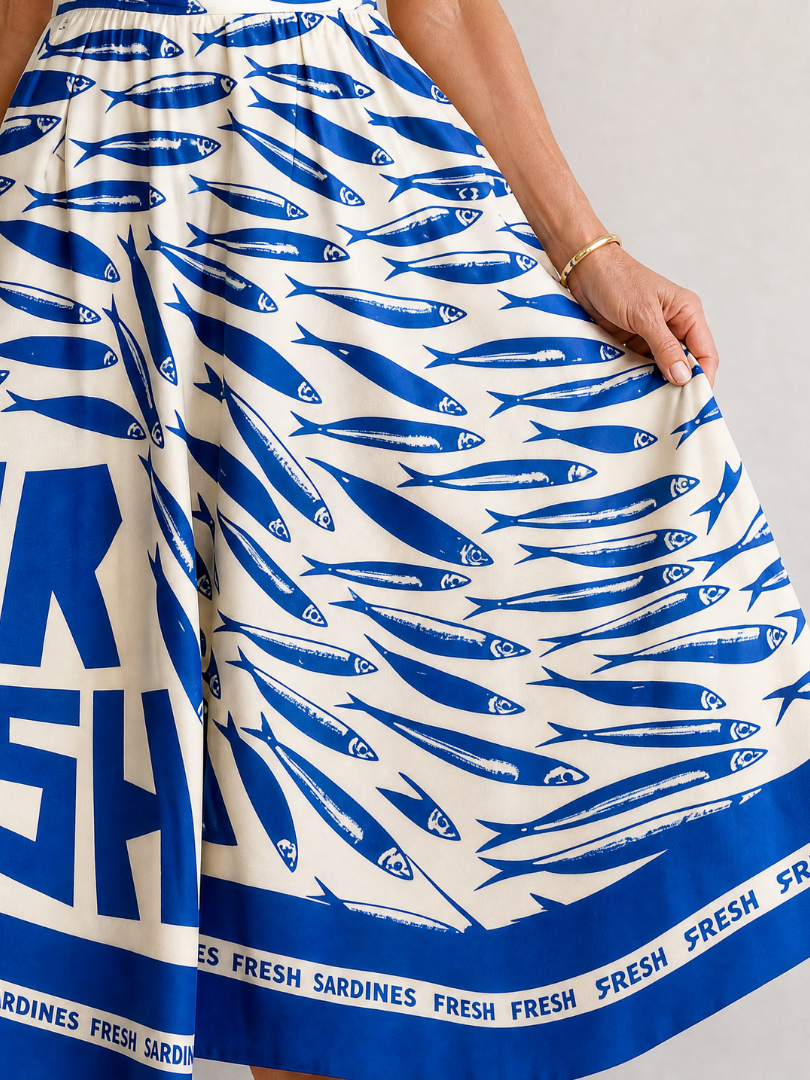 Suriope | Midi-jurk met visprint