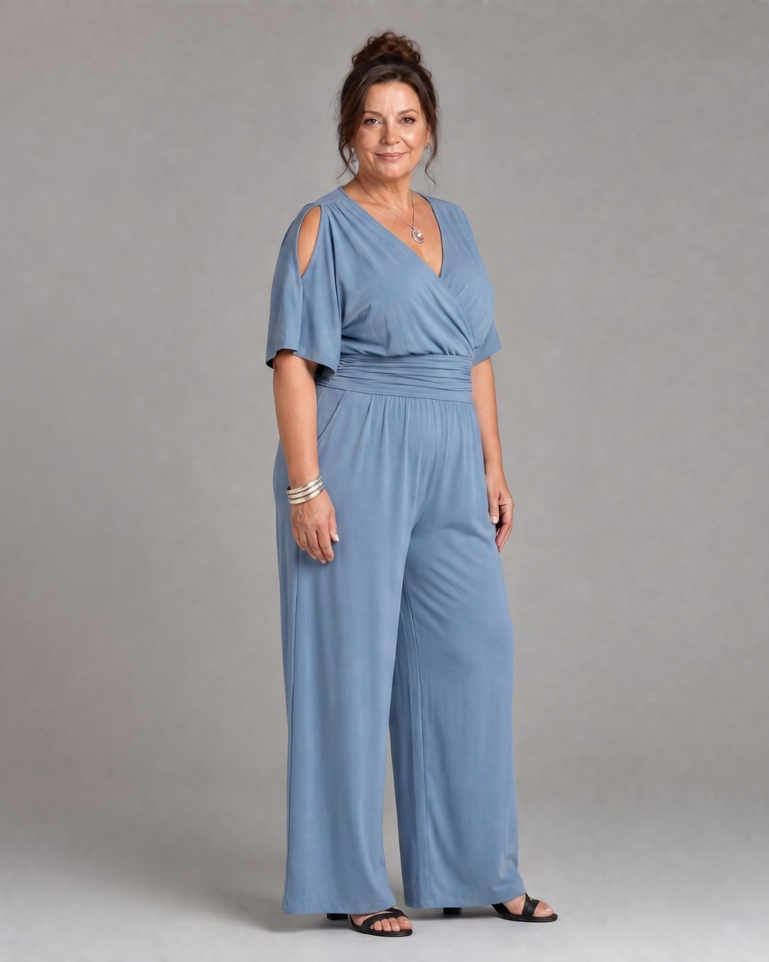 Nyxara | Cold-shoulder jumpsuit met wikkeltaille