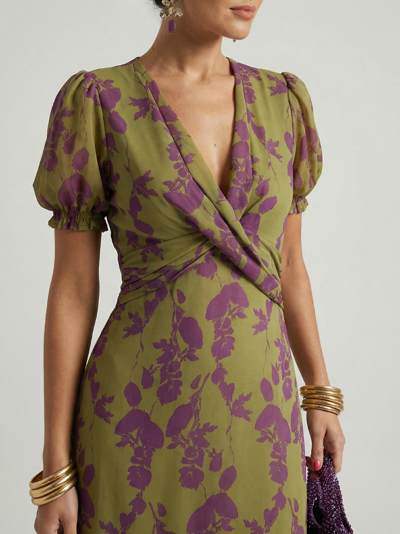 Virel | Soepele midi-jurk met bloemenprint