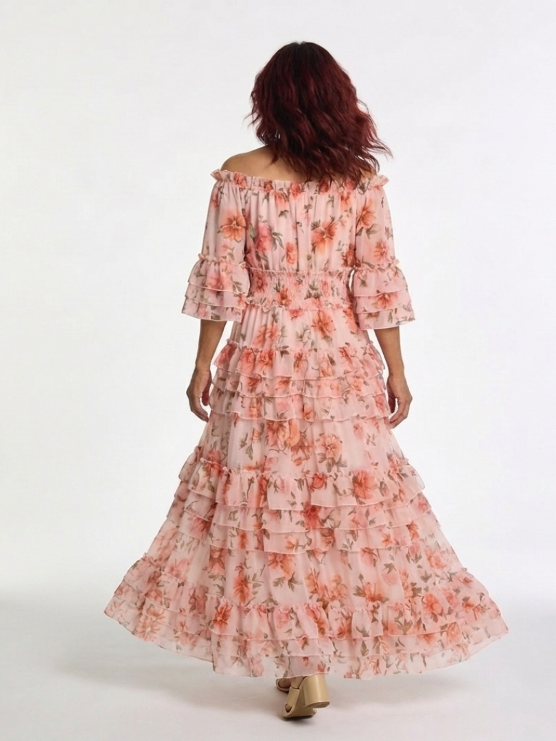 Rosalie | Off-shoulder maxi-jurk met ruches