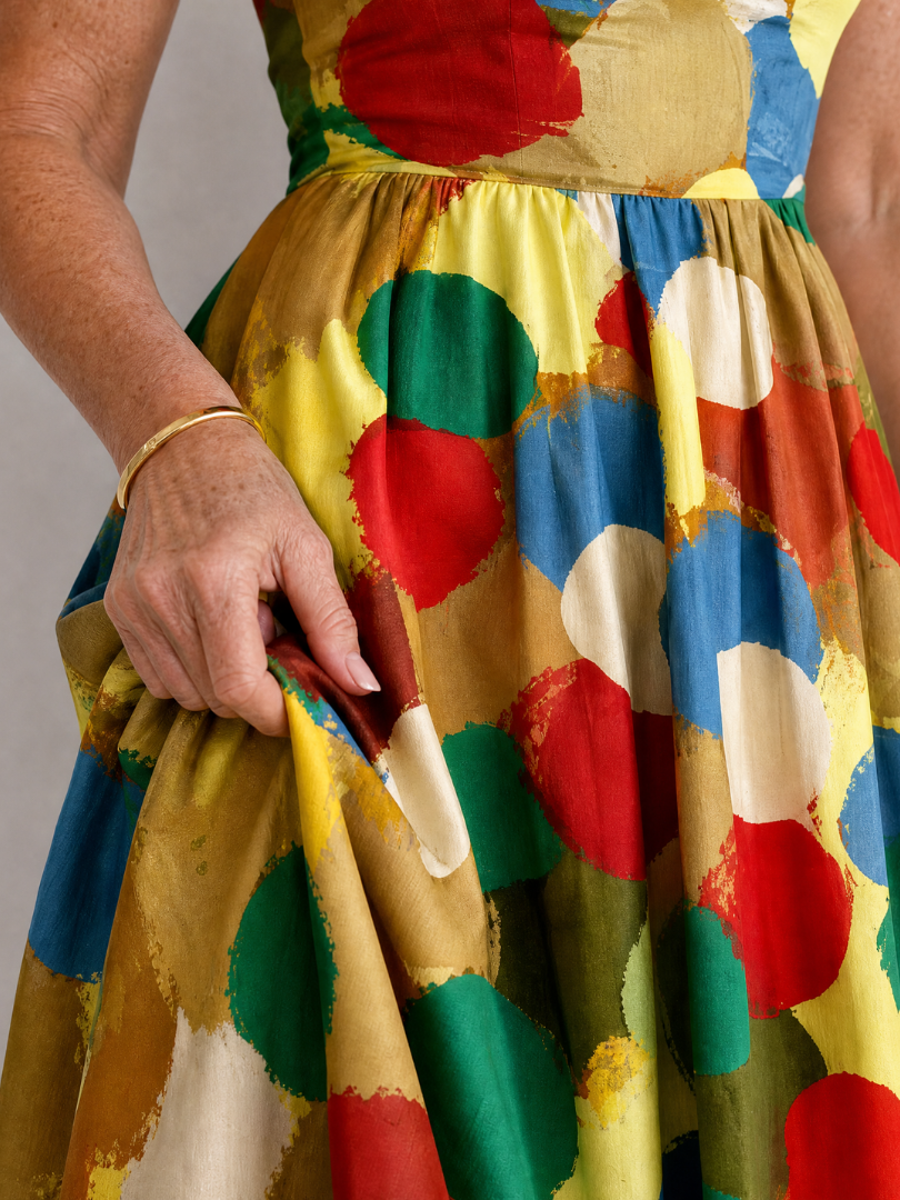 Xandria | Midi-jurk met stippenprint