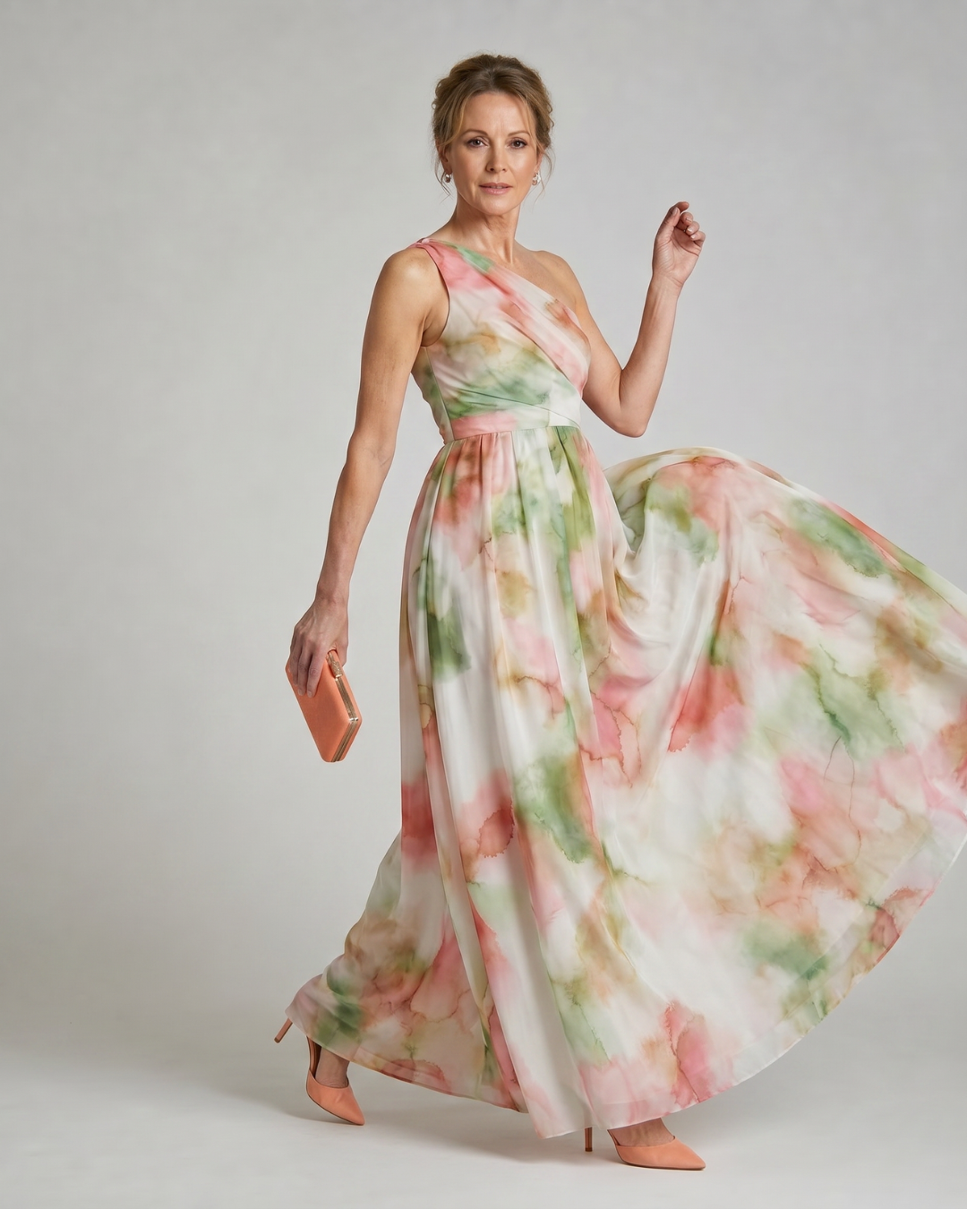 Olene | One-shoulder vloeiende maxi-jurk