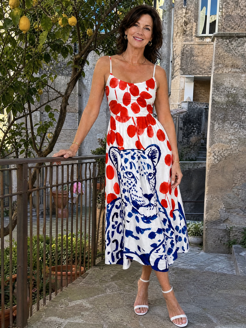 Zarelia | Midi-jurk met luipaardprint