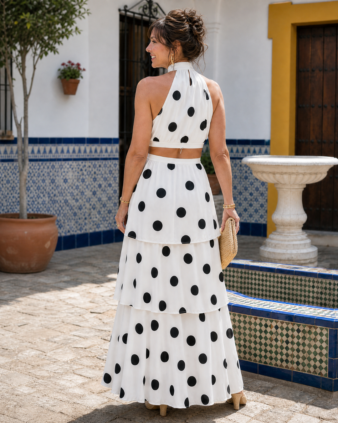 Lysa | 2-delige set met haltertop en gelaagde maxi-rok