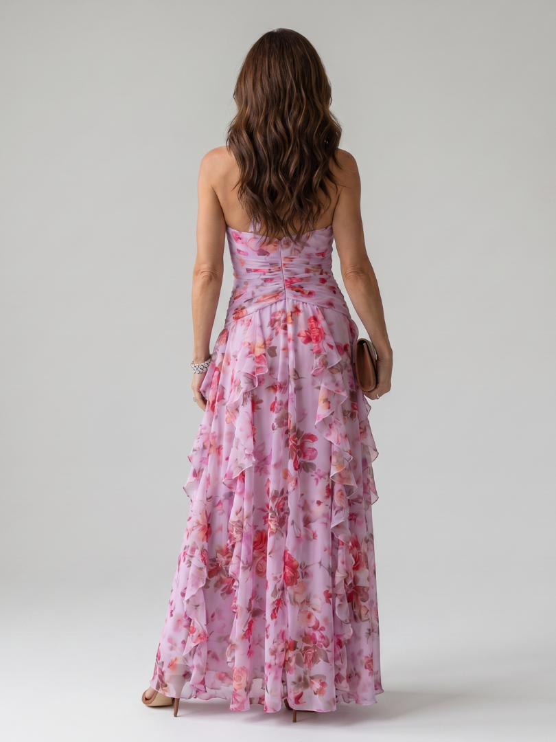 Nori | Maxi-jurk met halternek en bloemenprint