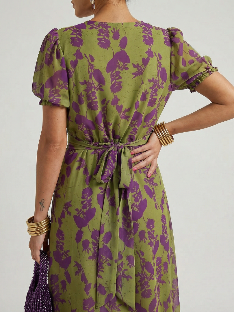 Virel | Relaxte midi-jurk met bloemenprint
