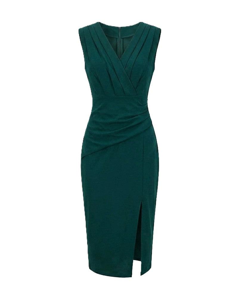 Night Glass | Mouwloze jurk met V-hals en split
