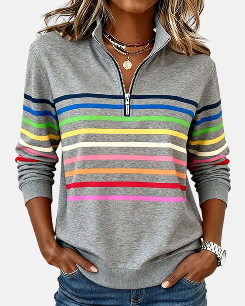 Wenen | Regenboog Gestreepte Zip Sweatshirt