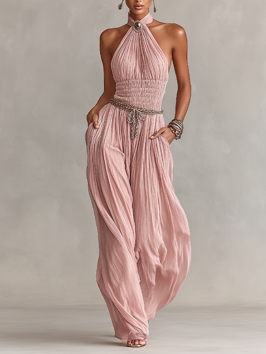 Margaux | Jumpsuit met halternek en gerimpelde taille