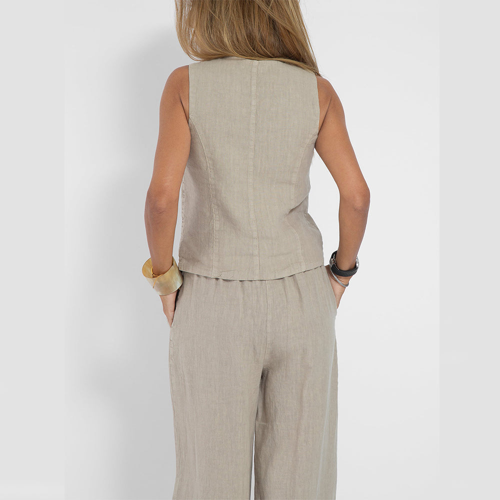 Mouwloze top en brede rechte broek